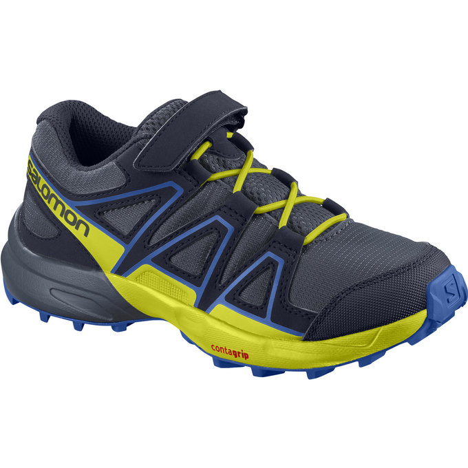 Salomon Israel SPEEDCROSS BUNGEE K - Kids Trail Running Shoes - Navy/Yellow (NFQI-70163)